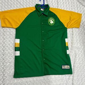 Majestic Hardwood Classics Boston Celtics Snap Warm Up Shooting Shirt Jersey 2XL